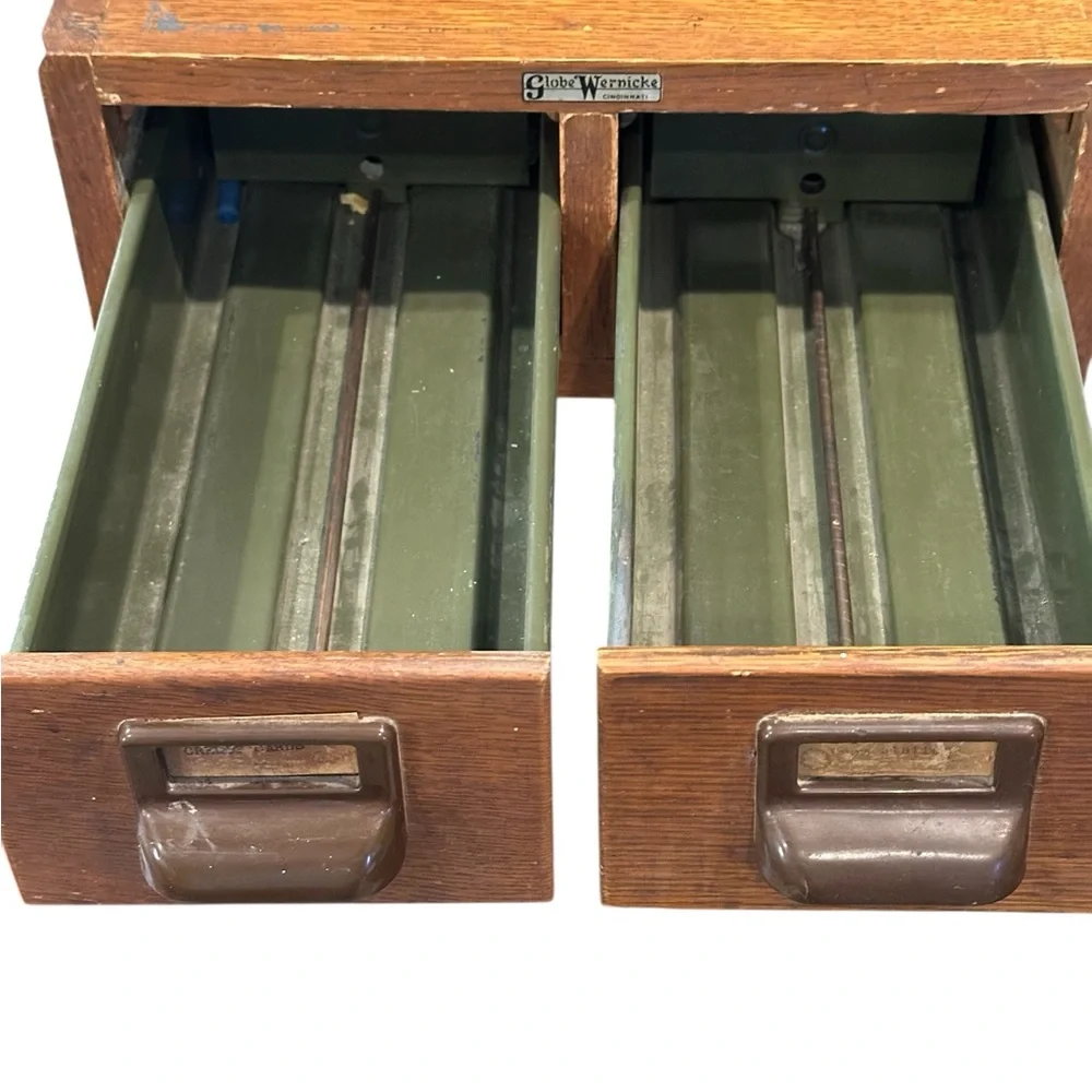Wooden File Drawers - Brown and Green